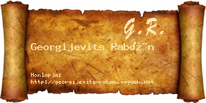 Georgijevits Rabán névjegykártya